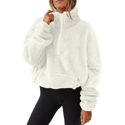 Dames pull en fleece décontracté avec col montant Chic und Stil