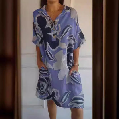 Robe de plage aérienne pour dames avec motif tendance et poches latérales Chic und Stil