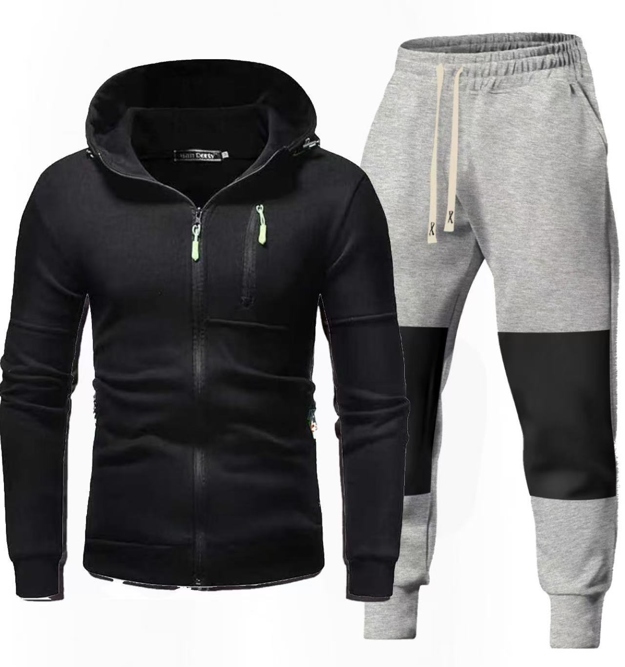 Men's Chic and Stylish Hoodie and Jogging Pants Set with Functional Zip Pockets