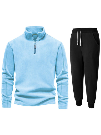 Costume de détente en polaire pour hommes avec col montant et pantalons longs Chic und Stil