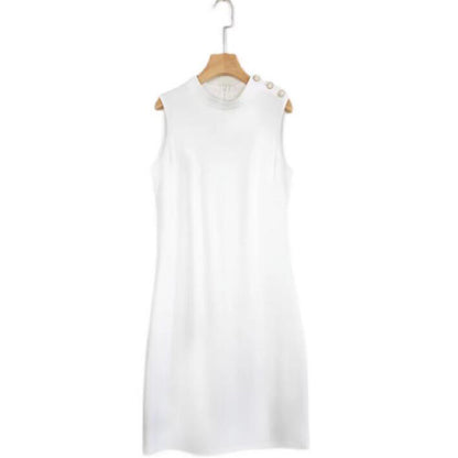 Robe shift sophistiquée sans manches pour femmes avec détails de boutons Chic und Stil