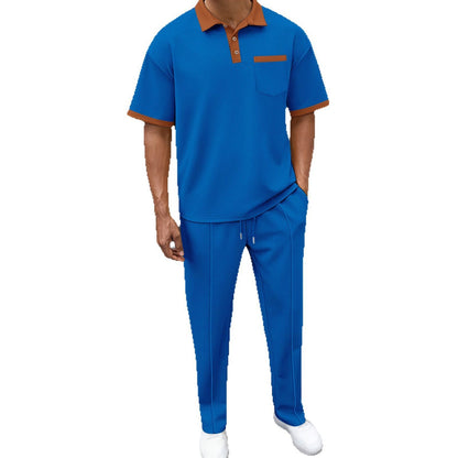 Costume de loisirs pour hommes avec polo texturé et pantalons de jogging confortables Chic und Stil