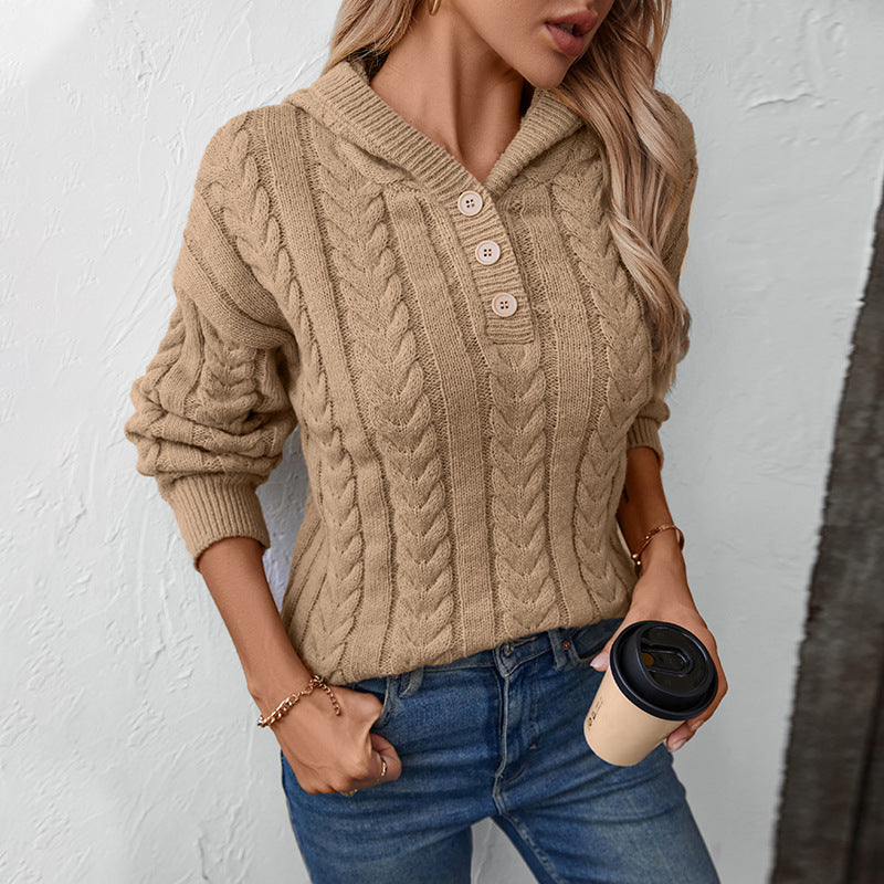 Pull à capuche en tricot pour femmes avec motif en torsades Chic und Stil