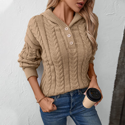 Pull à capuche en tricot pour femmes avec motif en torsades Chic und Stil