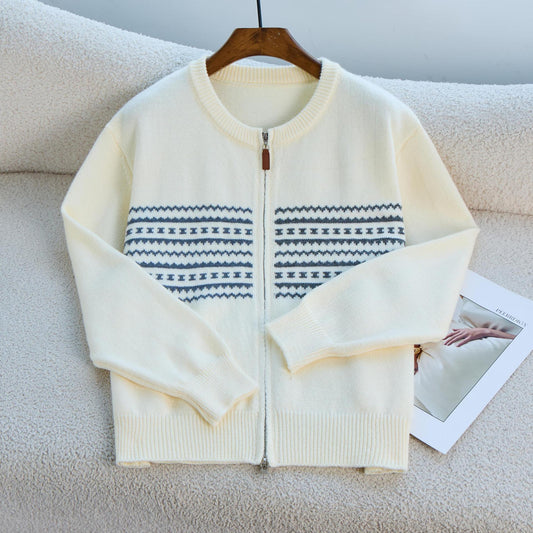 Pull-over pour femmes avec zip et motif Chic und Stil