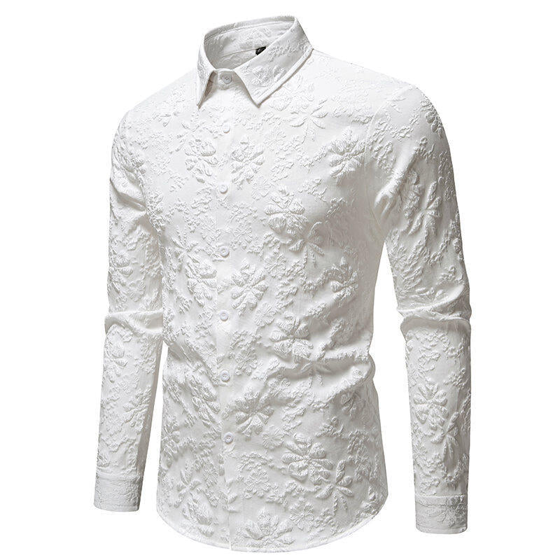 Chemise à manches longues pour hommes avec broderie florale riche en détails Chic und Stil