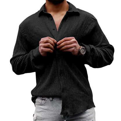 Chemise décontractée à manches longues pour hommes en tissu texturé et au look moderne Chic und Stil