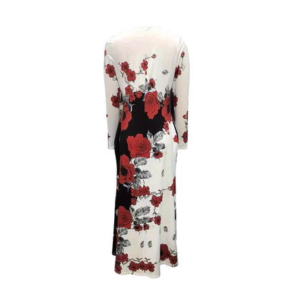 Robe maxi pour femmes avec design floral et poches latérales discrètes Chic und Stil