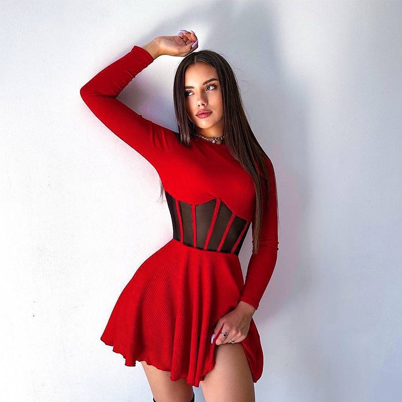 Dames Robe mini de haute qualité et élégante avec des inserts transparents Chic und Stil