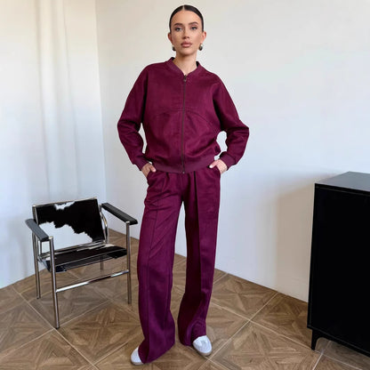 Oversized sport jacket for women with elastic sleeves and wide pants Chic und Stil