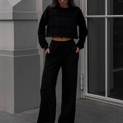 Chic and Style women's trendy crop top set and wide jogger pants
