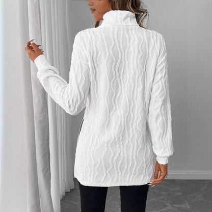 Ladies cozy turtleneck pullover with honeycomb pattern Chic and Style