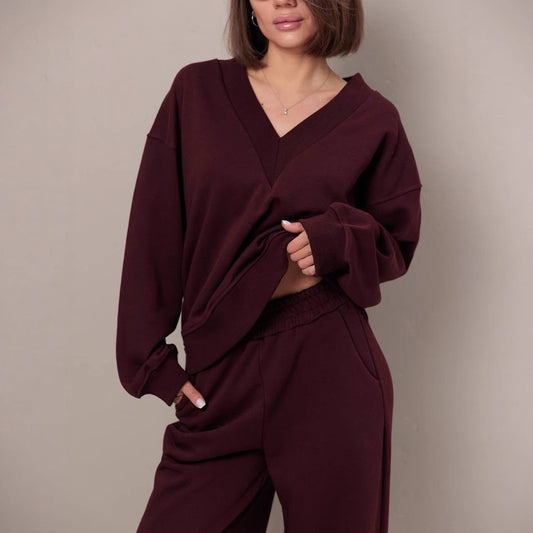Femme Pull décontracté à col en V Chic und Stil