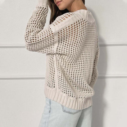 Pull en tricot décontracté pour femmes avec fermeture éclair et structure de mailles aérienne Chic und Stil