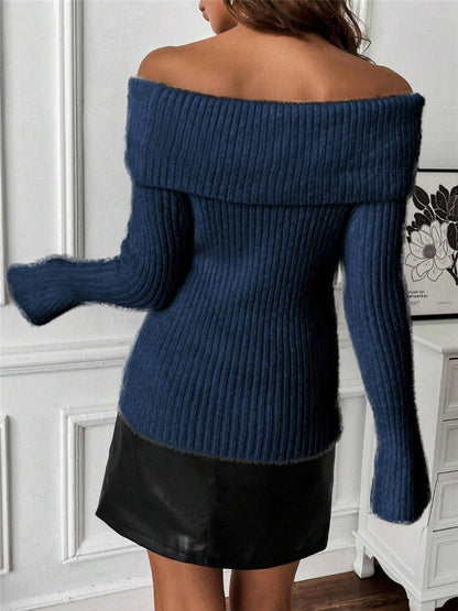 Femmes Pull en tricot Off-Shoulder Chic und Stil