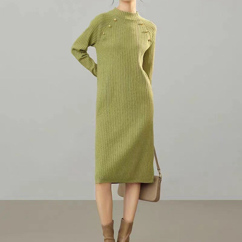 Robe en tricot pour femmes avec des détails de boutons décoratifs et une fine texture côtelée Chic und Stil