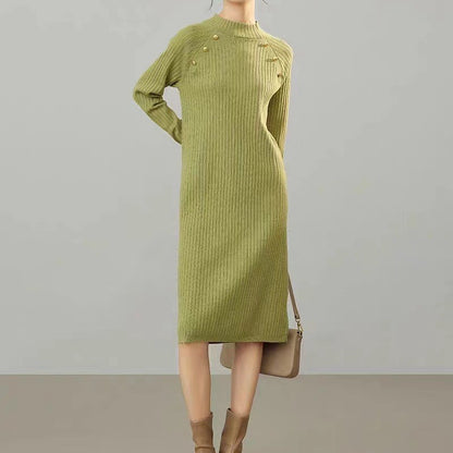 Robe en tricot pour femmes avec des détails de boutons décoratifs et une fine texture côtelée Chic und Stil