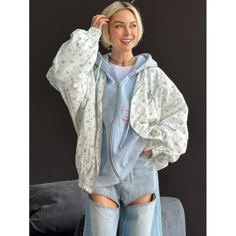 Dames décontractée veste oversize avec motif floral Chic und Stil