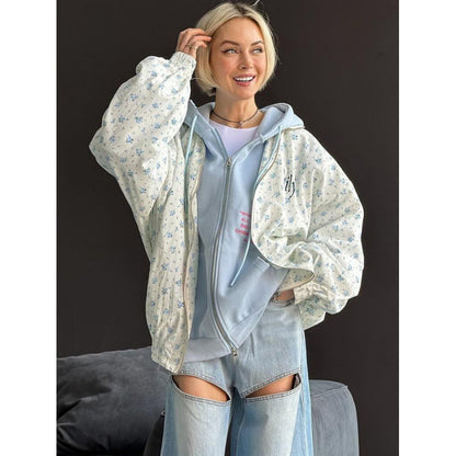 Dames décontractée veste oversize avec motif floral Chic und Stil