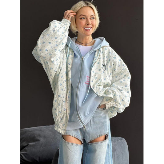 Dames décontractée veste oversize avec motif floral Chic und Stil