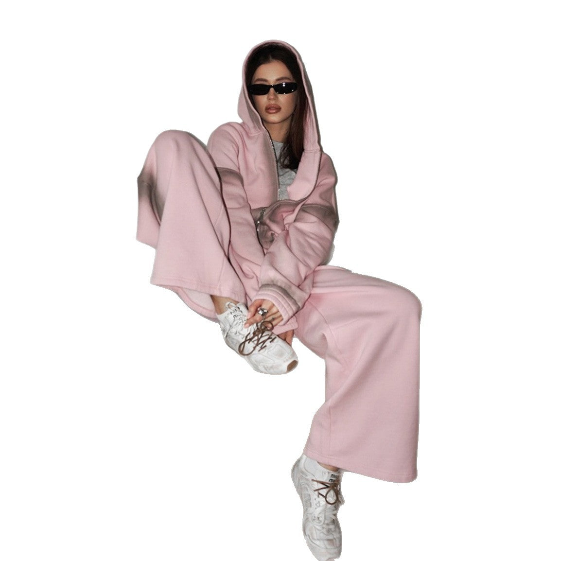 Trendy women's lounge set with oversized hooded sweatshirt and wide pants Chic and Style