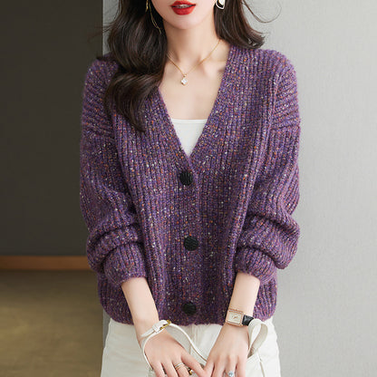 Women’s cozy chunky knit pullover with button detail and relaxed fit Chic and Style