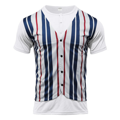 Chemise à manches courtes pour hommes au look rayé sportif avec boutonnière Chic und Stil