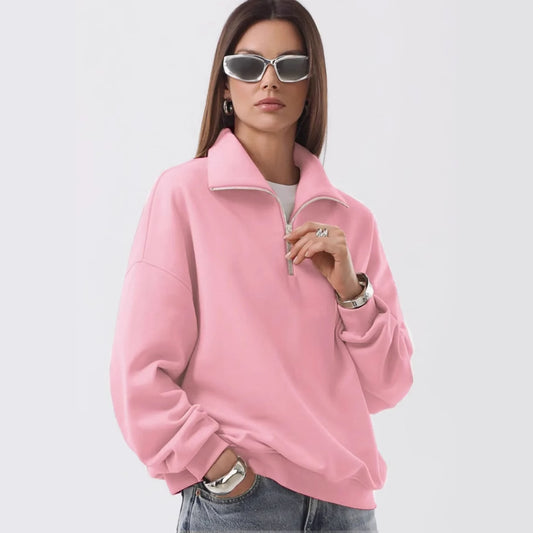 Sporty pullover for women with stand-up collar and zipper Chic und Stil