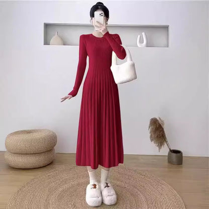Robe en tricot pour femmes avec design plissé et manches élégantes Chic und Stil