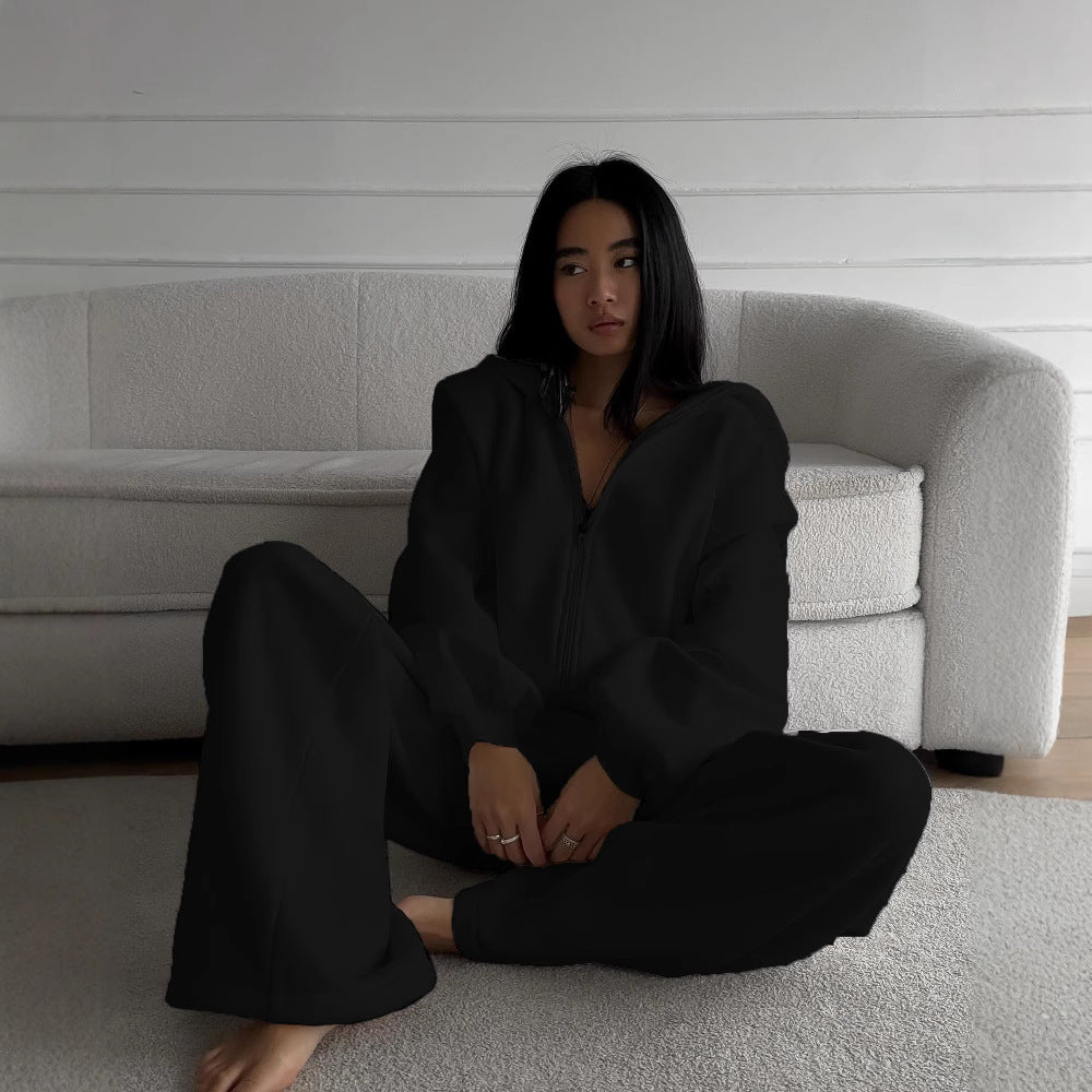 Dames combinaison décontractée avec capuche et fermeture éclair Chic und Stil