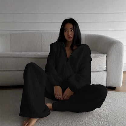 Dames combinaison décontractée avec capuche et fermeture éclair Chic und Stil