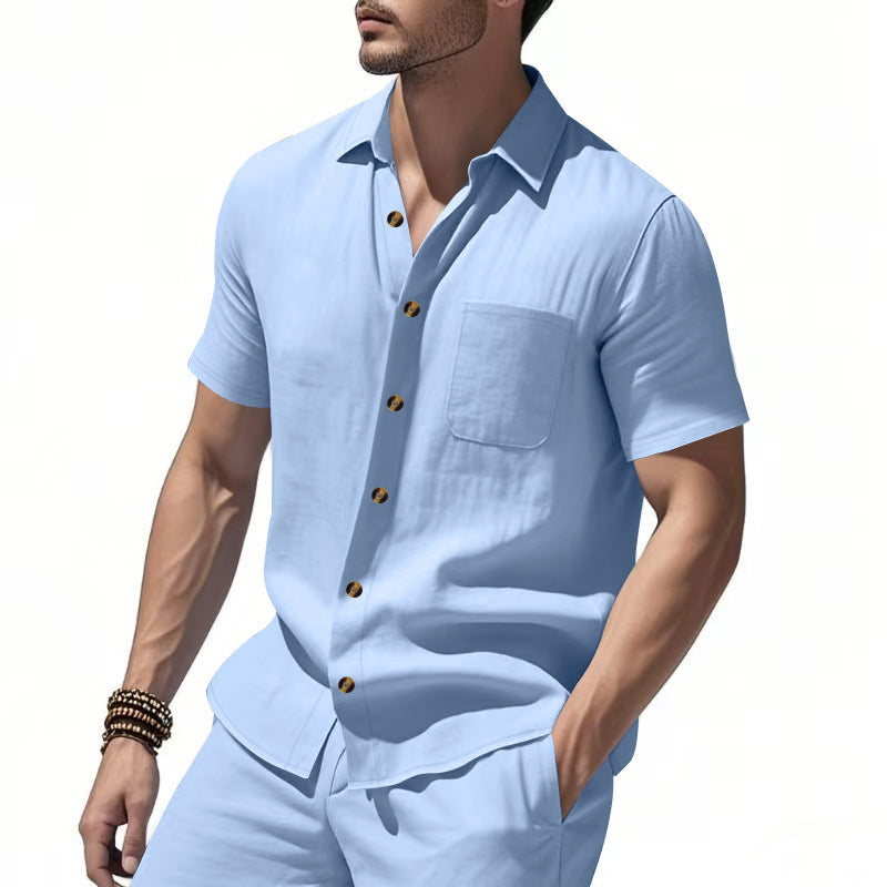 Chemise à manches courtes pour homme avec poche poitrine et détails de boutons à la mode Chic und Stil