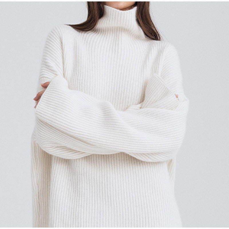 Dames Grand pull en maille à col roulé en matériau de haute qualité Chic und Stil