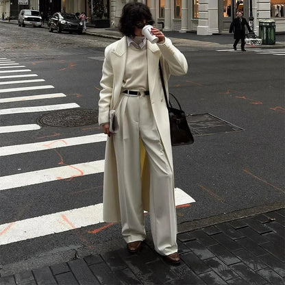 Women Elegant and Fluid Wide Pants with Matching Blazer Chic and Style