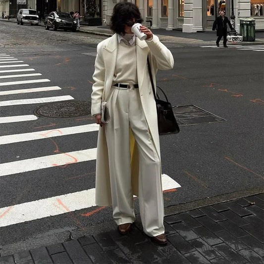 Women Elegant and Fluid Wide Pants with Matching Blazer Chic and Style