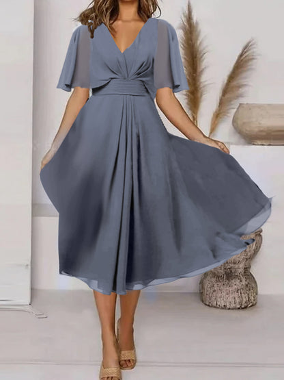 Robe midi fluide à décolleté en V pour femmes Chic und Stil