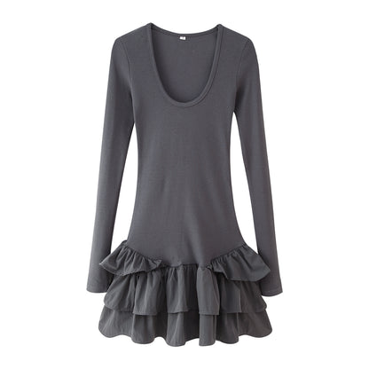 Robe à manches longues pour femmes avec ourlet à volants Chic und Stil