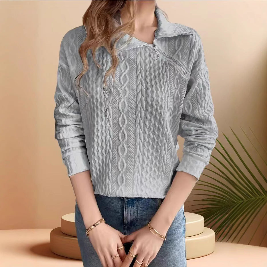 Pull en tricot pour femmes avec demi-zip et design texturé Chic und Stil