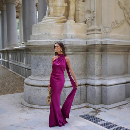 Dames Robe Maxi Élégante avec Coupe Asymétrique et Rassemblement Chic Chic und Stil