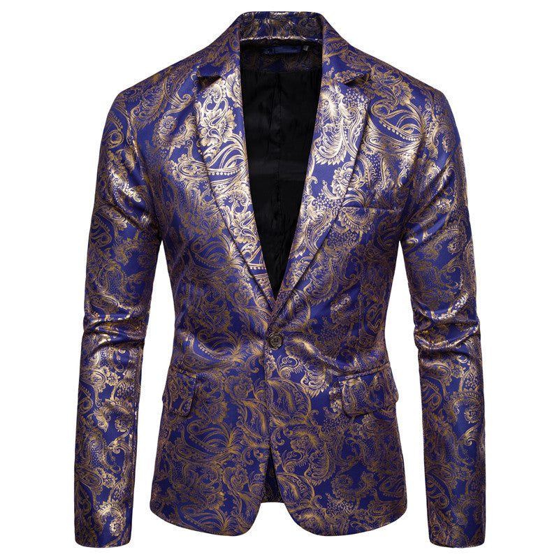 Blazer exclusif pour hommes en sequins avec des ornements dorés et une coupe moderne Chic und Stil