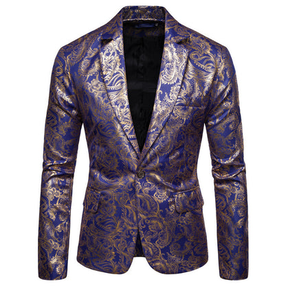 Blazer exclusif pour hommes en sequins avec des ornements dorés et une coupe moderne Chic und Stil