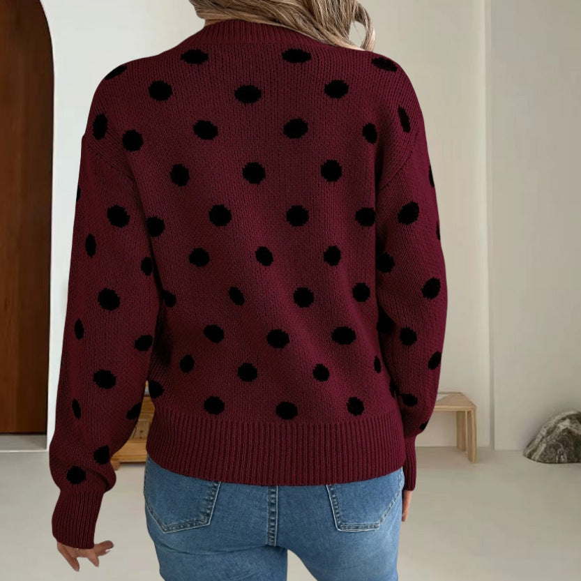 Pull en grosse maille pour femmes avec motif à pois et coupe décontractée Chic und Stil