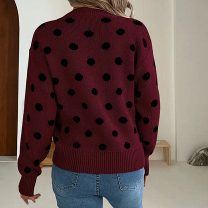 Pull en grosse maille pour femmes avec motif à pois et coupe décontractée Chic und Stil