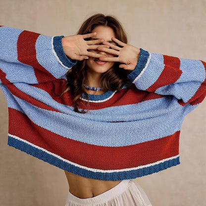 Chunky knit pullover for women with soft round neck Chic und Stil