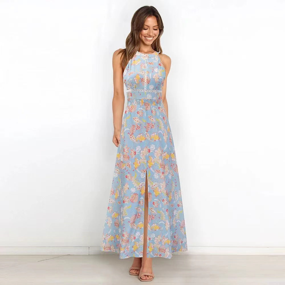 Femmes Robe Maxi Dos Nu à Imprimé Floral Chic und Stil