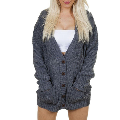 Dame Cardigan en gros tricot avec un col en V classique et des poches pratiques Chic und Stil