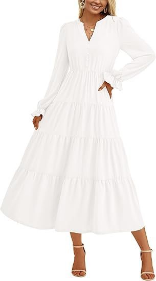 Robe maxi à manches longues pour femmes avec volants Chic und Stil