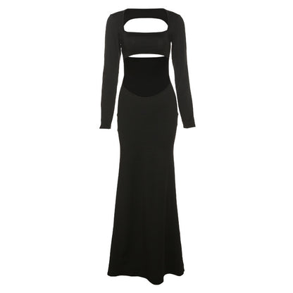 Robe maxi à découpe pour femmes avec manches longues et coupe ajustée Chic und Stil