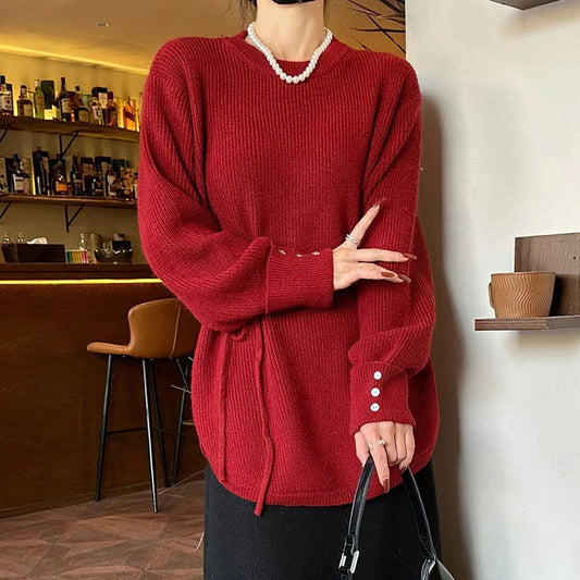 Pull en maille décontracté pour femmes avec lien à la taille et coupe décontractée Chic und Stil