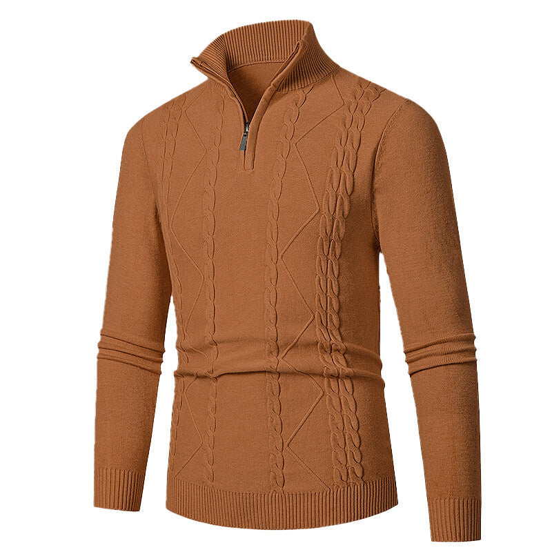 Knitted pullover for men with high collar and cable pattern Chic and Style